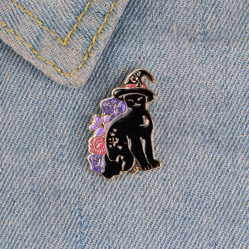 Новинка эмалированные булавки в виде черной кошки с рисунками из мультфильмов