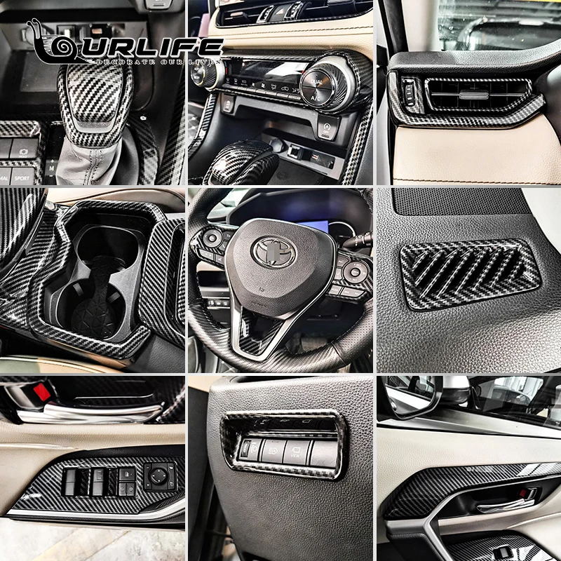 

For Toyota RAV4 XA50 2021 2022 2023 Modified Special Carbon Fiber Texture Interior Center Control Gear Decoration Accessories