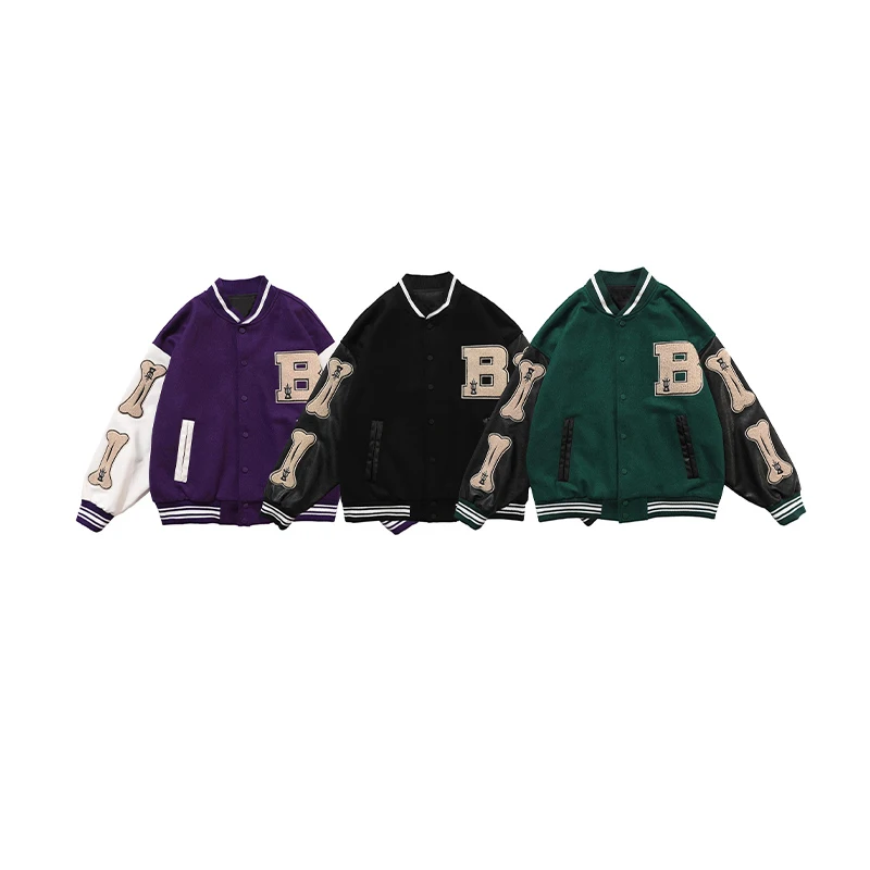 

2021 Streetwear Outdoor Coat Blousons Hip Hop Baseball Varsity Bomber Spring Jacket Men Style Clothing Veste Women
