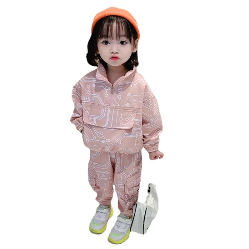 

With Pocket Spring Summer Children's Clothes Set Baby Girls Sweatshirts + Pants 2pcs/Set Kids School Beach Outdoor Teenage Girl