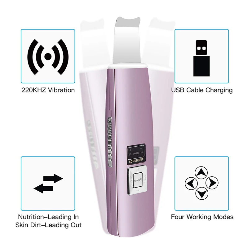 Ультразвуковой ионный скребок для кожи ухода за кожей лица удаление черных