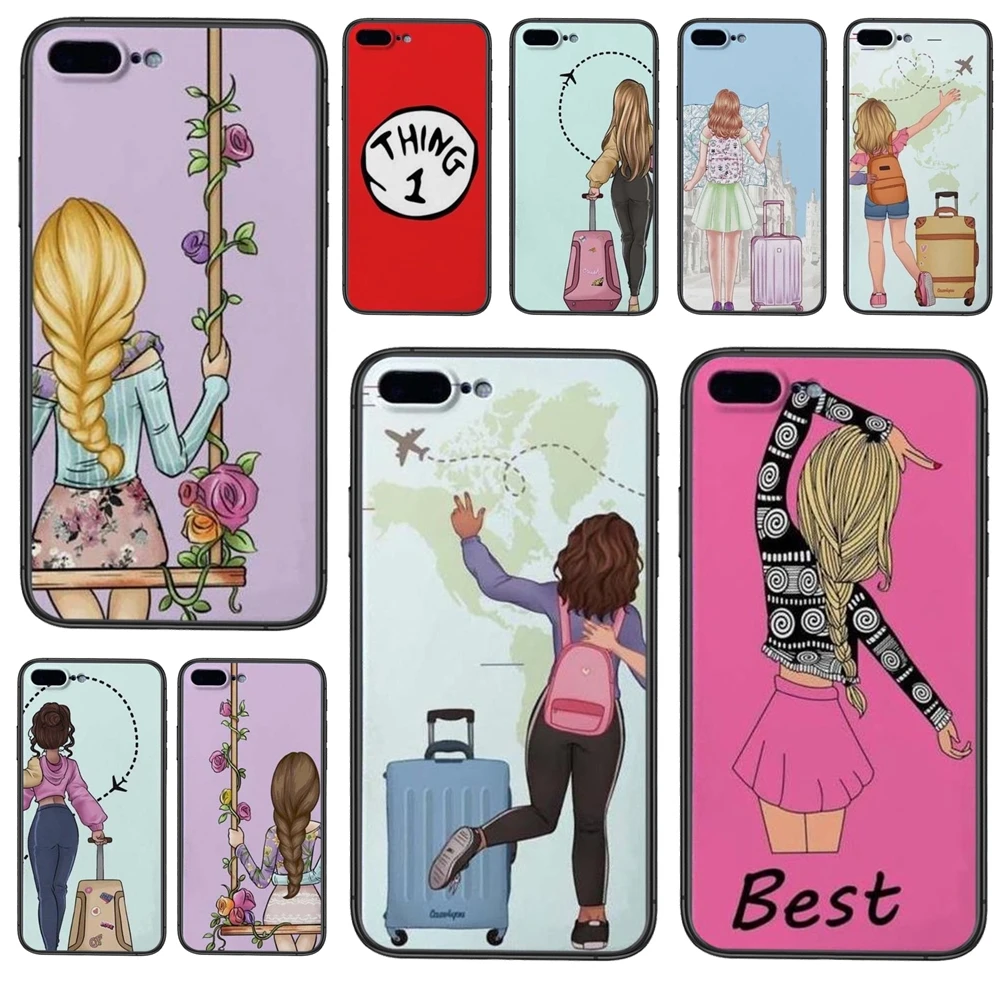 Лучшие друзья Bff Girls дешевые подростковые для Xiaomi Redmi 9 9A 9C 8A Pro Max K40 Plus черные