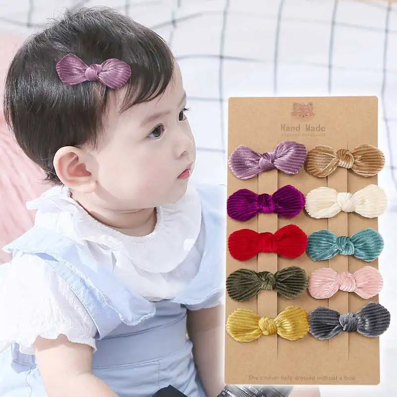 

Oaoleer Mini Baby Hair Bows Clips Cute Corduroy Velvet Hairpins Barrettes for Baby Girls Kids Lovely 10 Colors Hair Accessories