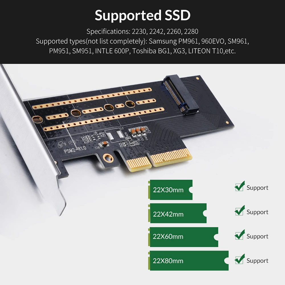 плата расширения orico m 2 nvme на pci e 30 x4 pcie 30 gen3 x4