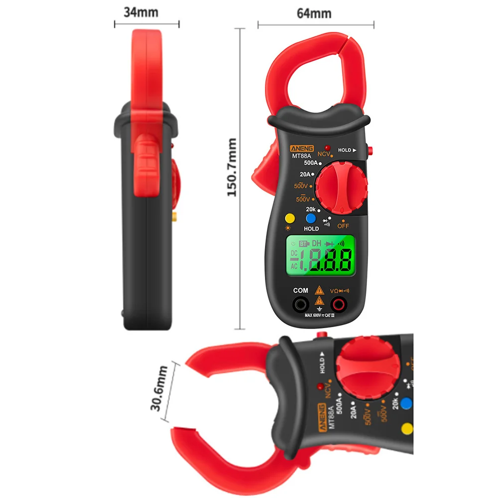 

1pc MT88A Digital Multimeter Tester Volt Amp Clamp Meter Auto Range LCD