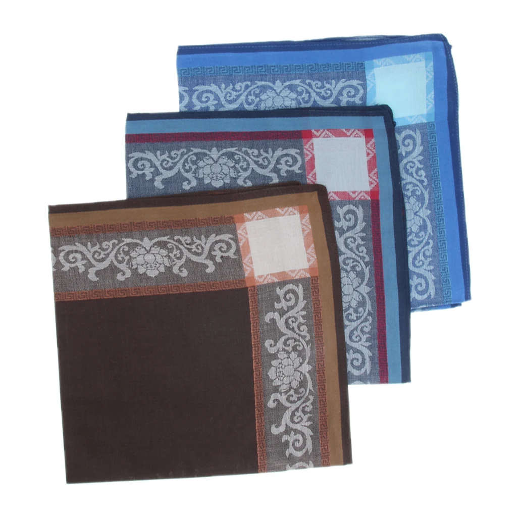 3 шт. мужской платок из натурального хлопка в полоску|Мужские галстуки и носовые