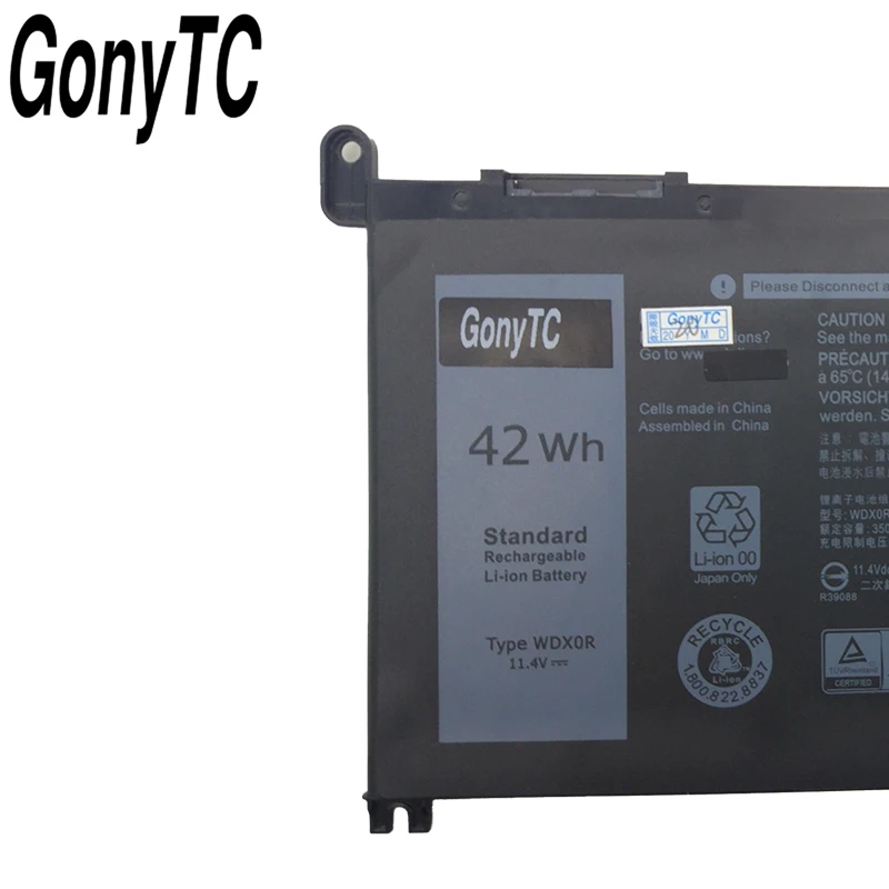GONYTC WDX0R оригинальный ноутбук Батарея 3CRH3 T2JX4 WDXOR для DELL 15MF PRO-1508T Inspiron 13 5000 5368 5378 |