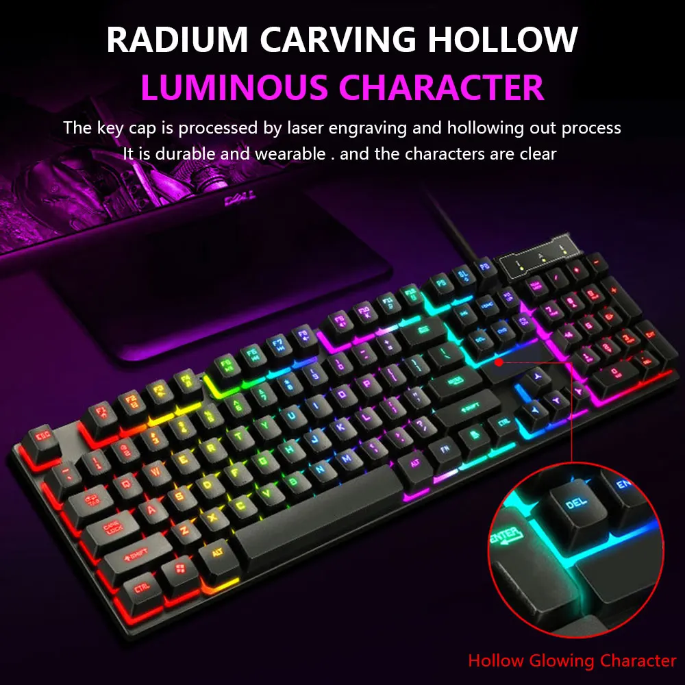 gaming mechanical keyboard tf200 rainbow backlight usb ergonomic gaming keyboard for pc laptop colorful backlight keyboard free global shipping