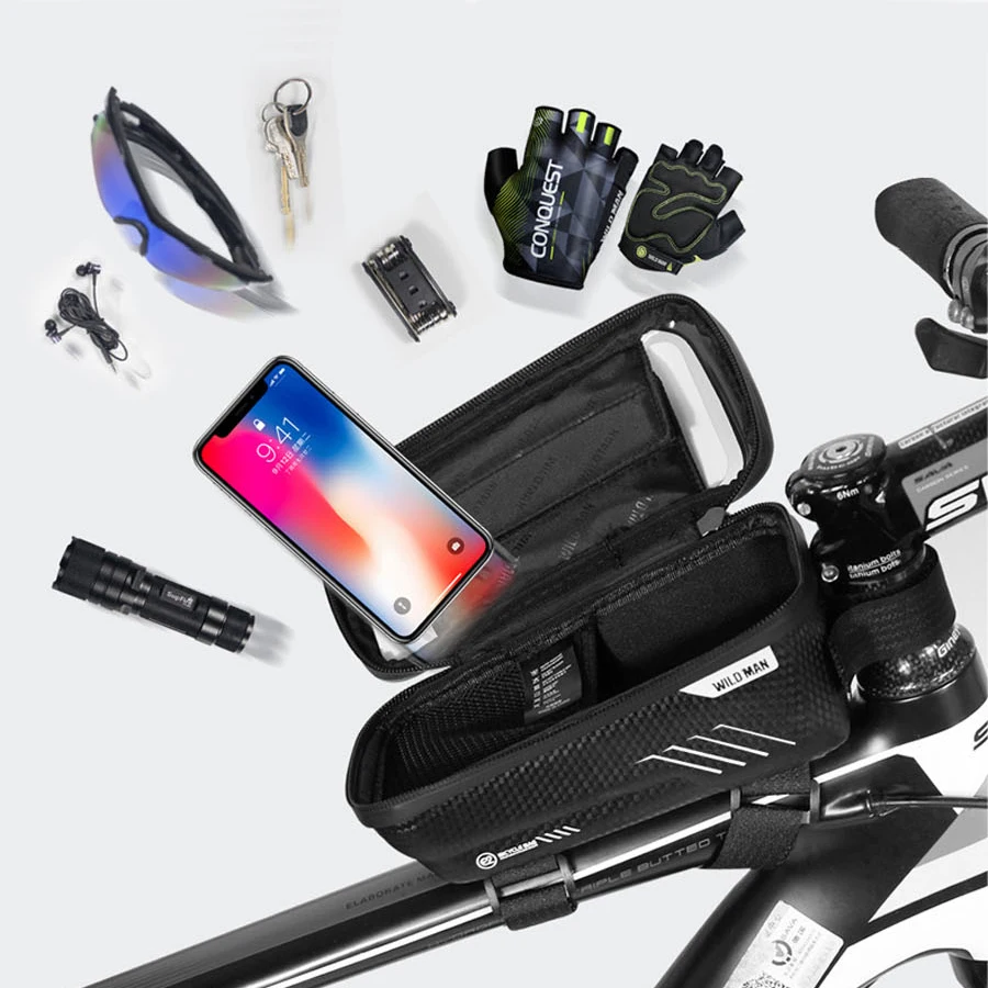 newboler mountain bike bag rainproof waterproof mtb front bag 6 2inch mobile phone case bicycle top tube bag cycling accessories free global shipping