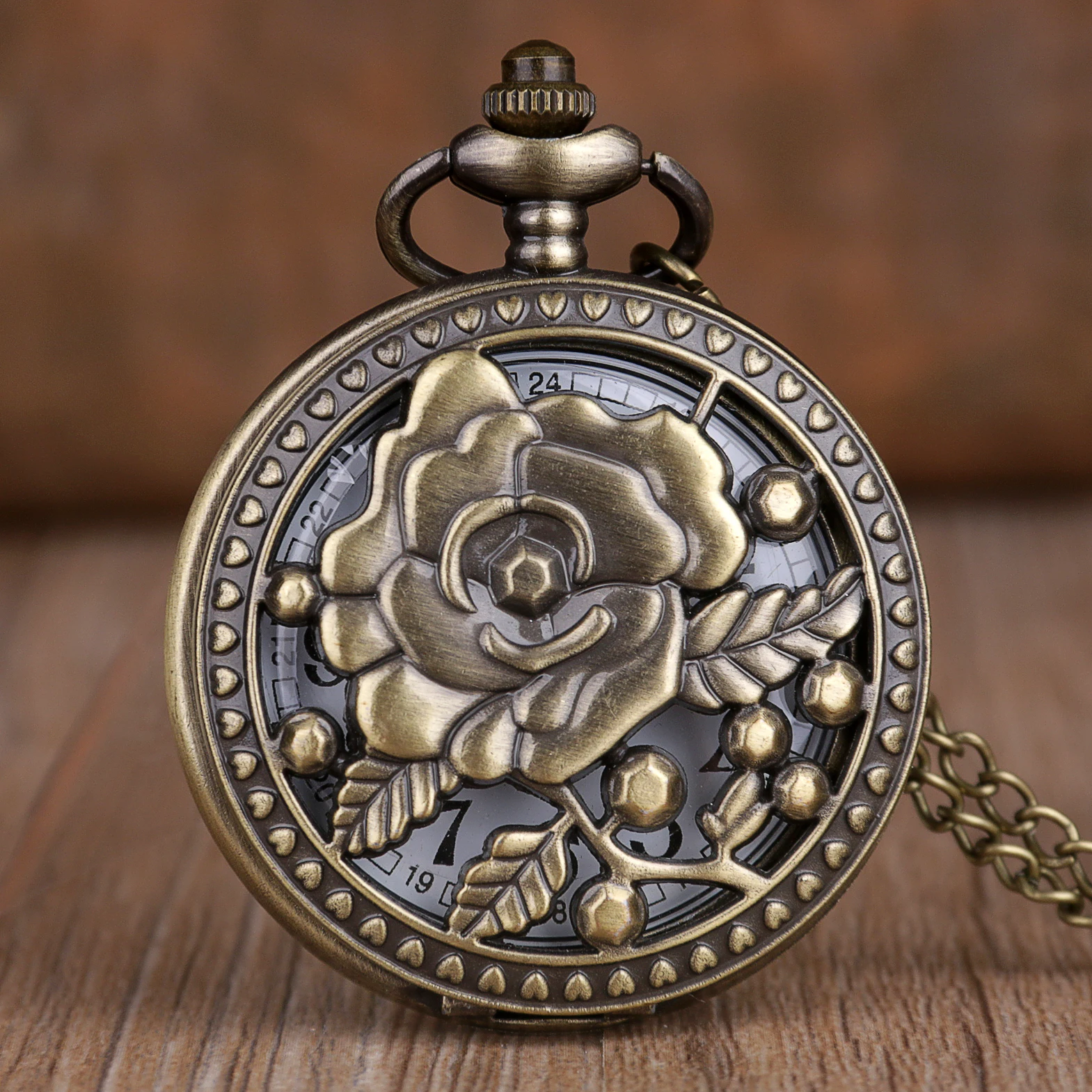 New Exquisite Rose Flower Hollow Design Pocket Watch Necklace Pendant Quartz Fob Gifts For Mens Womens | Наручные часы