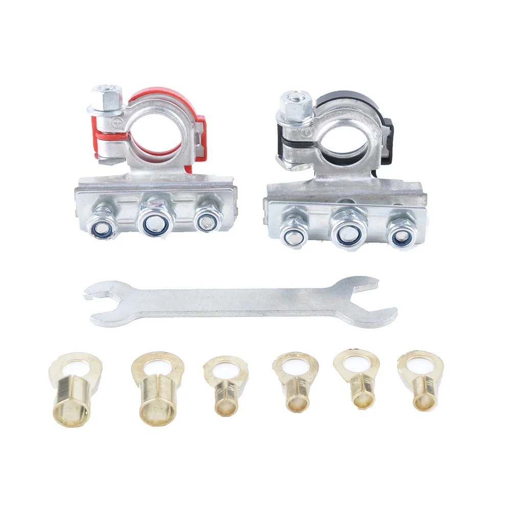 

2pcs Car Automotive Top Post Battery Wire Cable Terminals Clamp Connectors Kit Black & Red Battery Connection Terminal
