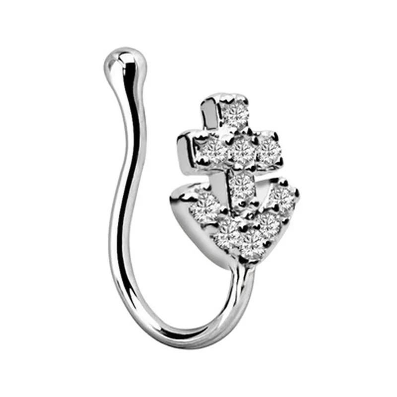 

2021 Stainless Steel Heart Clip On Nose Ring Star Fake Nose Piercing Clip On Cross Nose Clip Fake Jewelry Faux Piercing Nez