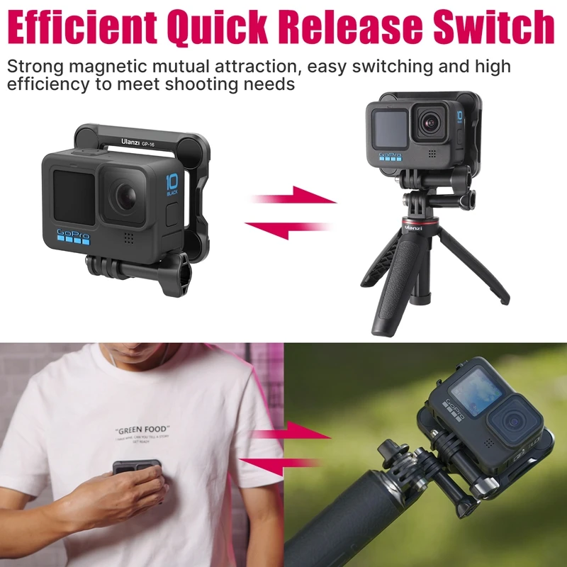 Магнитное крепление для экшн-камеры Ulanzi GoPro 10 9 8 Gopro быстросъемный кронштейн