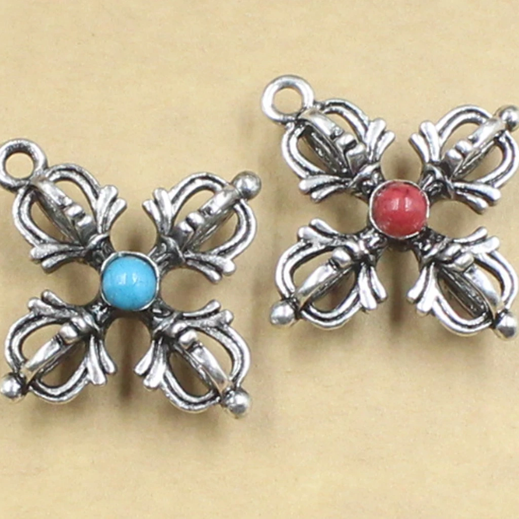 Тибетский серебристый цвет буддизм Пест Ваджра крест амулет кулон|silver cross pendant|tibet