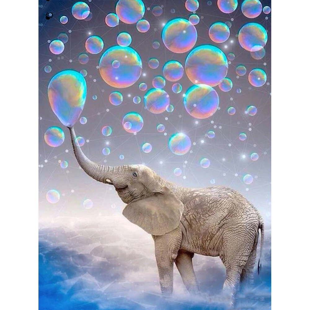 

Diamond Embroidery Cross Stitch Colorful Bubbles Elephant Animal Diamond Painting Full Drill 5D DIY Home Decoration Gift