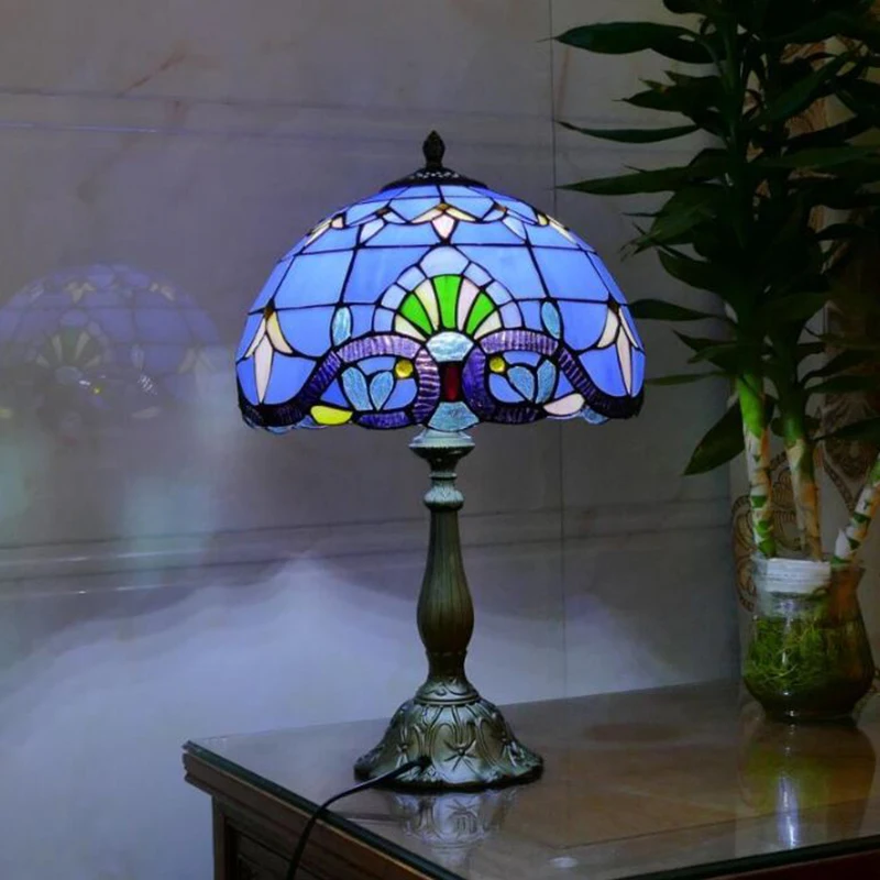 WOERFU 30cm Tiffany Table Lamp E27 Baroque Bedroom Bedside Creative Fashion Retro | Лампы и освещение