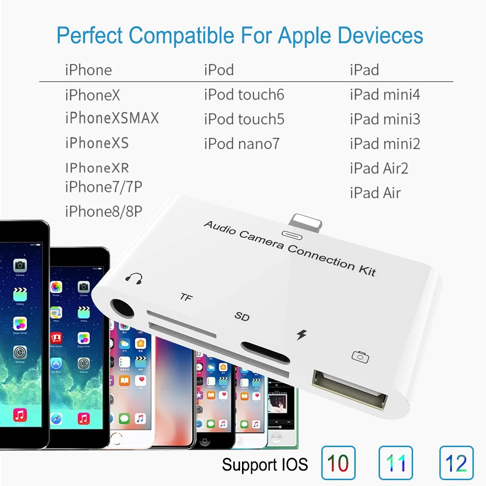 OTG адаптер 5 в 1 SD TF карта камера соединительные комплекты для Lightning к USB ридер