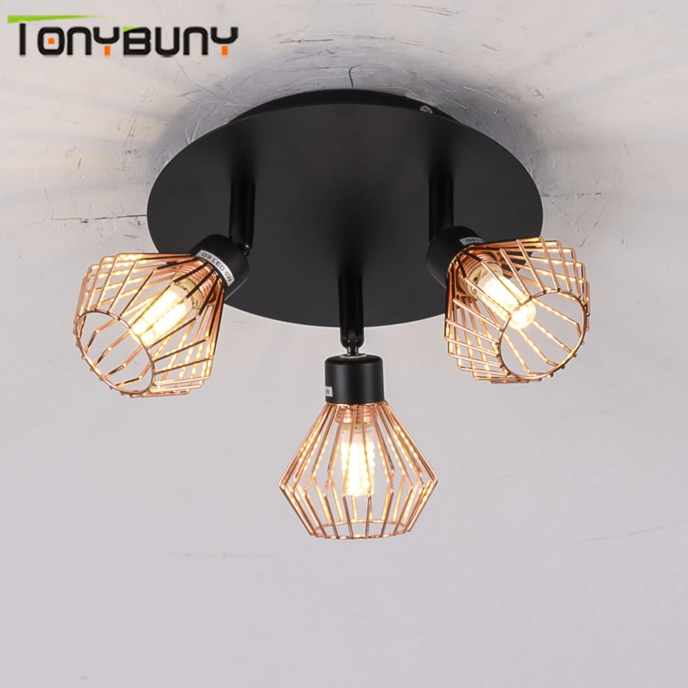 $14.51 Rotation Loft Nordic Ceiling Lights Loft G9 Cage Room Lights Creative Ceiling Light 1/2/3 Heads Lamps for Home Decor Restaurant