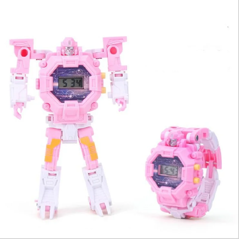 

Fashion Interesting Girl Boy Transformed Kids Electronic Watch Back Light Robot Children's Watch Reloj