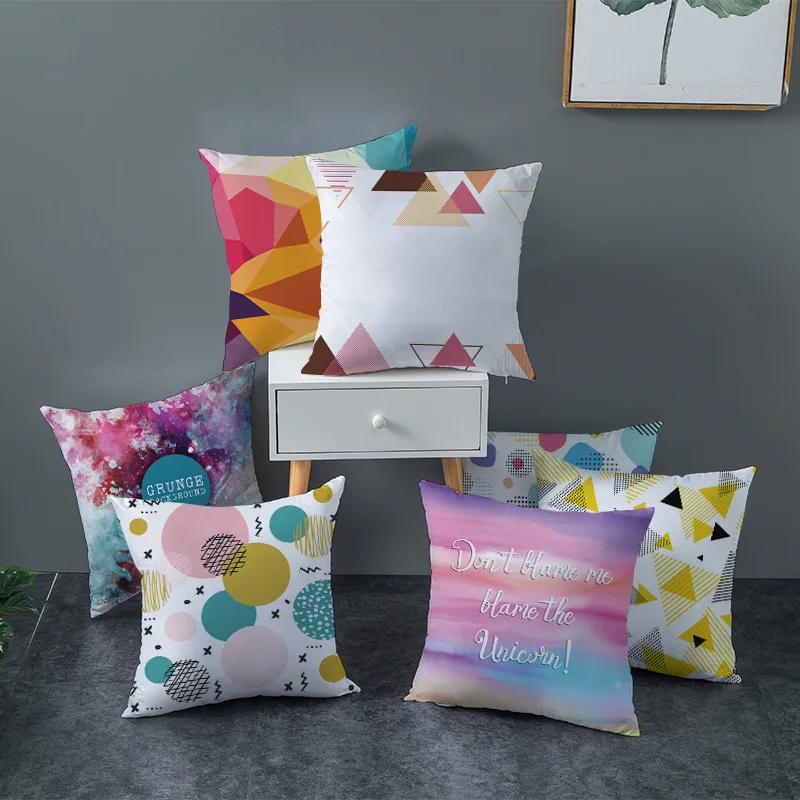 

Pillowcase Graffiti Color Block Abstract Pattern Decor Throw Pillow Cushion Cover Car Home Sofa European Decoration 45*45cm 1PC
