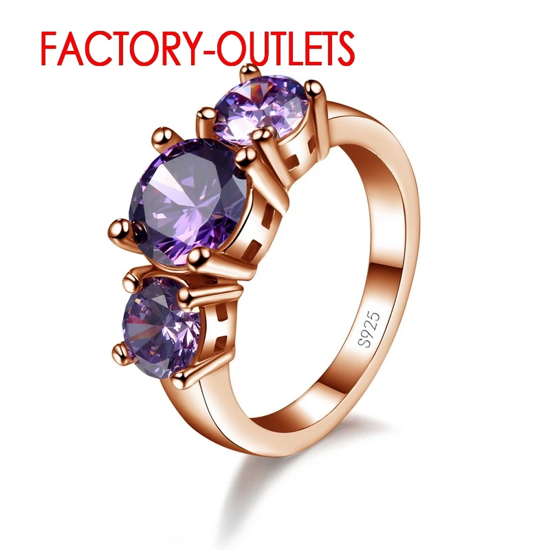 925 Sterling Silver Ring CZ Cubic Zirconia Prong Setting 7 Colours Fashion Jewelry Women Girls Party Engagement Wholesale | Украшения и