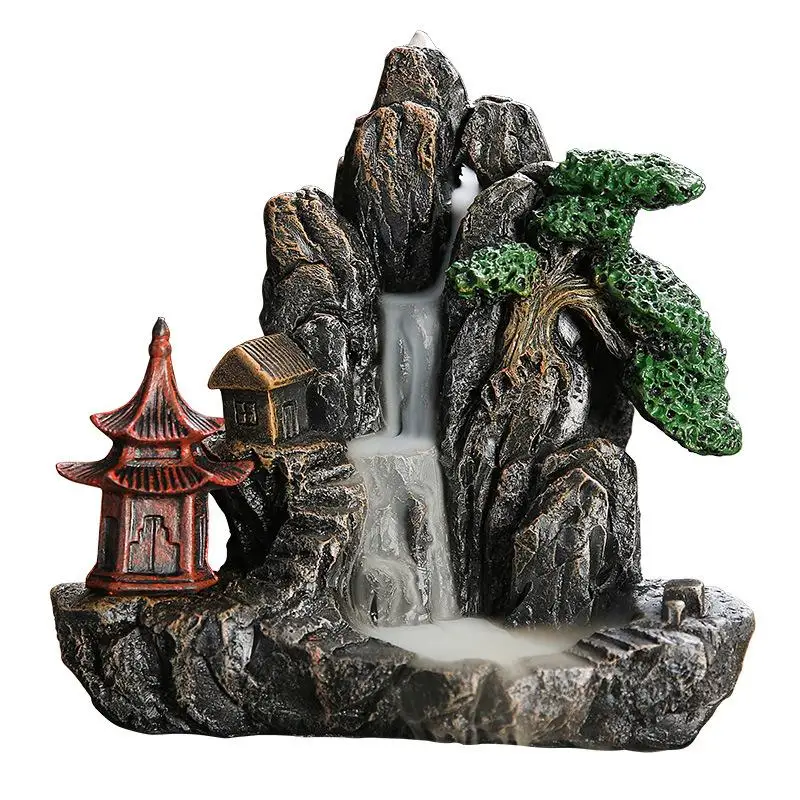 

Lofty Mountains And Flowing Water Incense Sticks Holder Backflow Incense Burner Resin Smoke Waterfall Ceramic Censer Home Decor