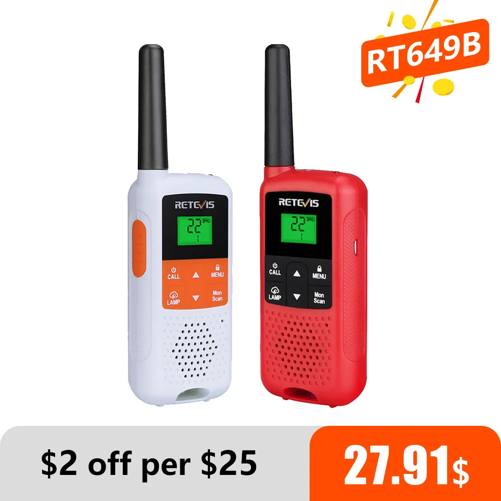 Портативная рация Retevis RT649B RT49B 2 шт. PMR446 портативная двухсторонняя для охоты микро