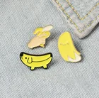 Желтые эмалевые булавки в форме банана, веселые креативные фрукты, собака, пистолет, картина, оптовая продажа, значки с растениями для сумки, строительный значок, подарок для друга