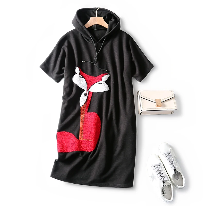 С капюшоном Модный рисунок из мультфильма узор большой карман рукава реглан