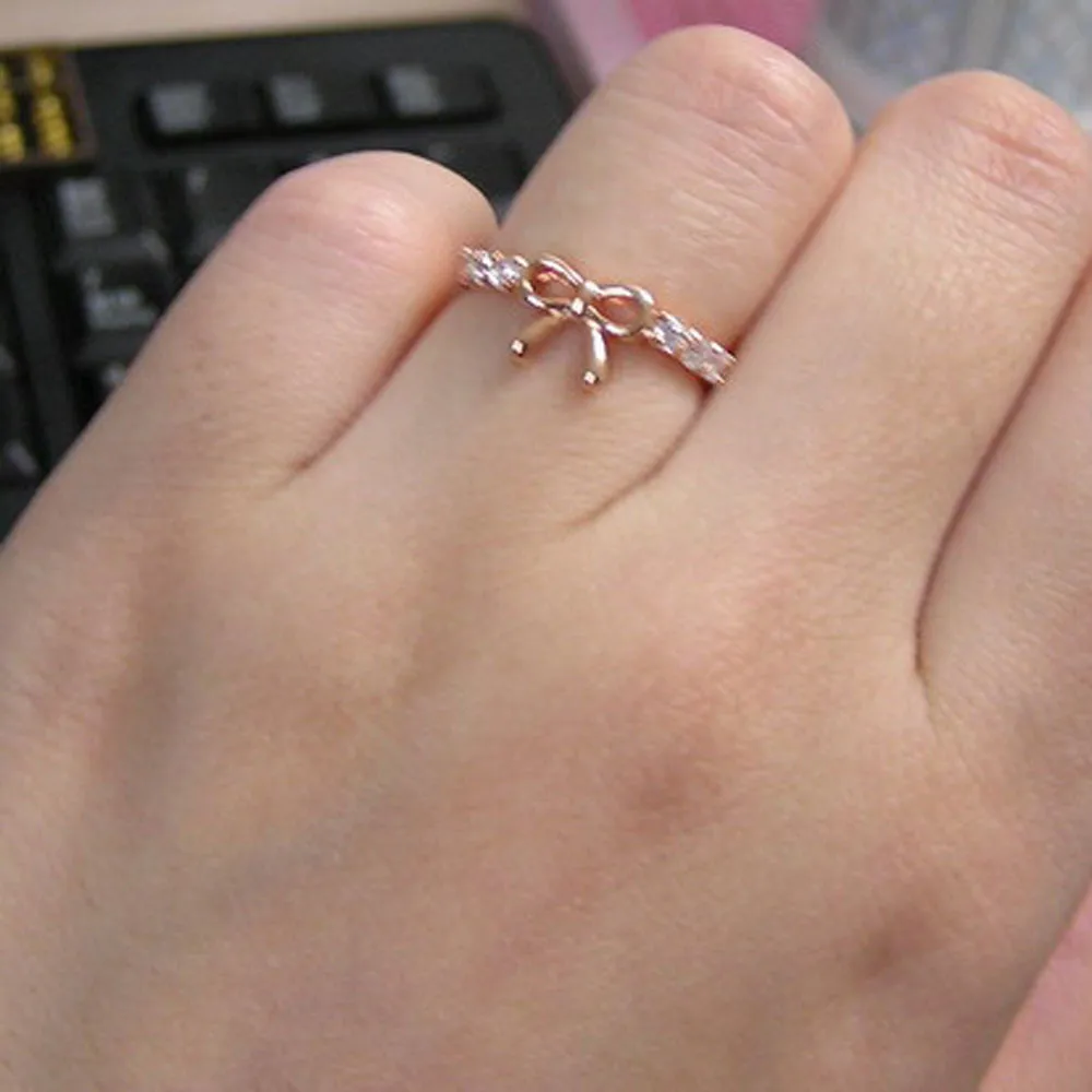 Simple Popular Rings Jewelry Crystal Bow Ring Beautiful Butterfly Shape Jewelries Accessories Exquisite Birthday Gift#36 | Украшения и