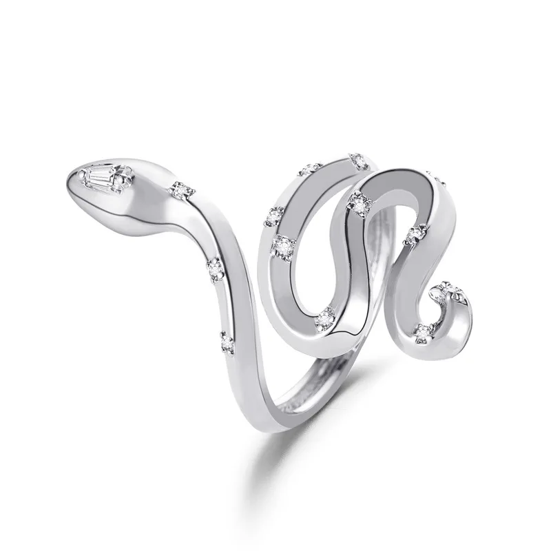 

Vintage Crystal Snake Ring Zircon New Cute Animal Resizable Rings For Women Jewelry Gold Silver Color Ring Jewellery Anel Anillo