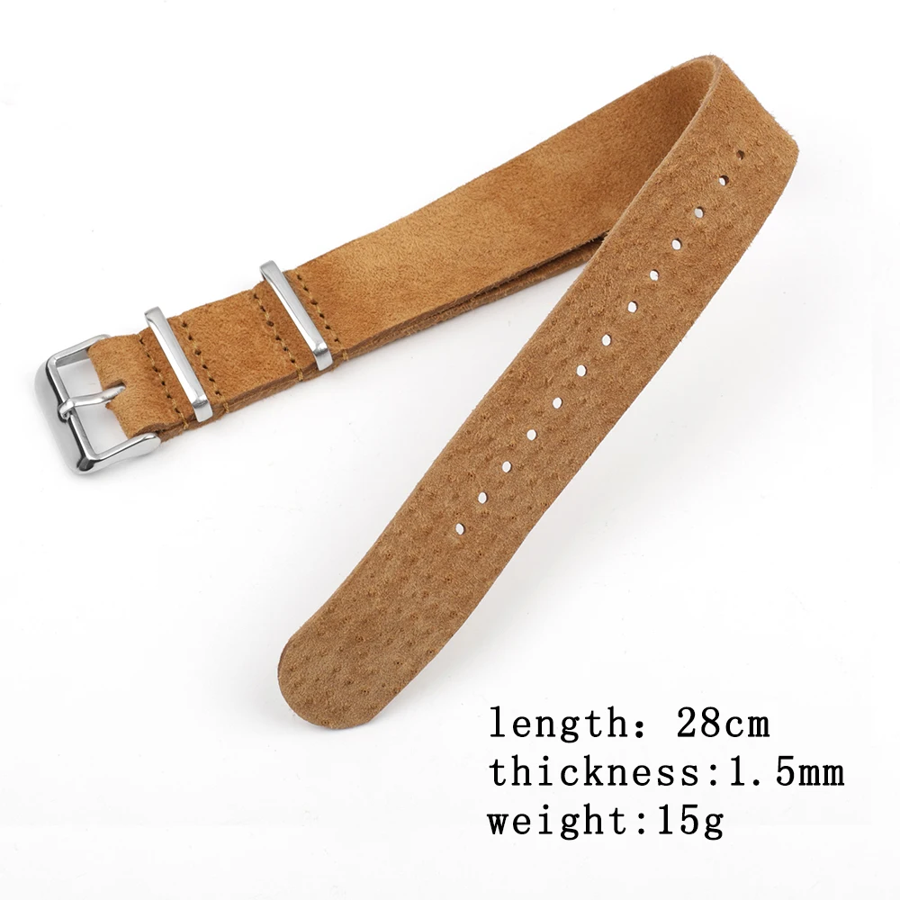 Soft Suede Leather Watch Strap 18mm 20mm 22mm 24mm Blue Black Brown Watchband Stainless Steel Square Buckle for Men Watch