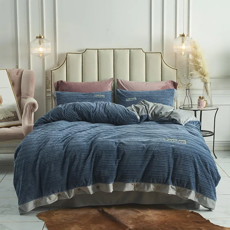 Модные новые комплекты постельного белья из бархата и флиса 4 шт. пододеяльник