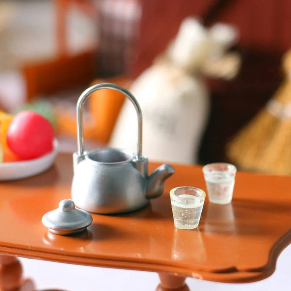 

3 Pcs Mini House Simulated Teapot Ornament Mini Kitchen Ware Model Photo Props