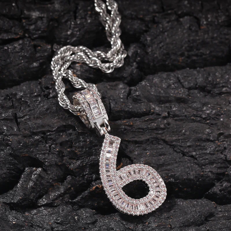 Микро проложить AAA + Кубического циркония Bling лед из арабских цифр подвески