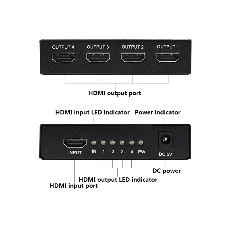 Hdmi сплиттер 1x4 HDMI переключатель DC 5 в адаптер питания 1 в 4 Выход коммутатор для аудио HDTV 4 к 1080P видео DVD