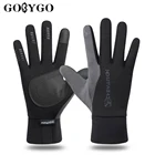 Перчатки для бега GOBYGO, мягкие теплые зимние перчатки с закрытыми пальцами для мужчин и женщин, противоскользящая спортивная одежда, водонепроницаемые ветрозащитные перчатки для бега