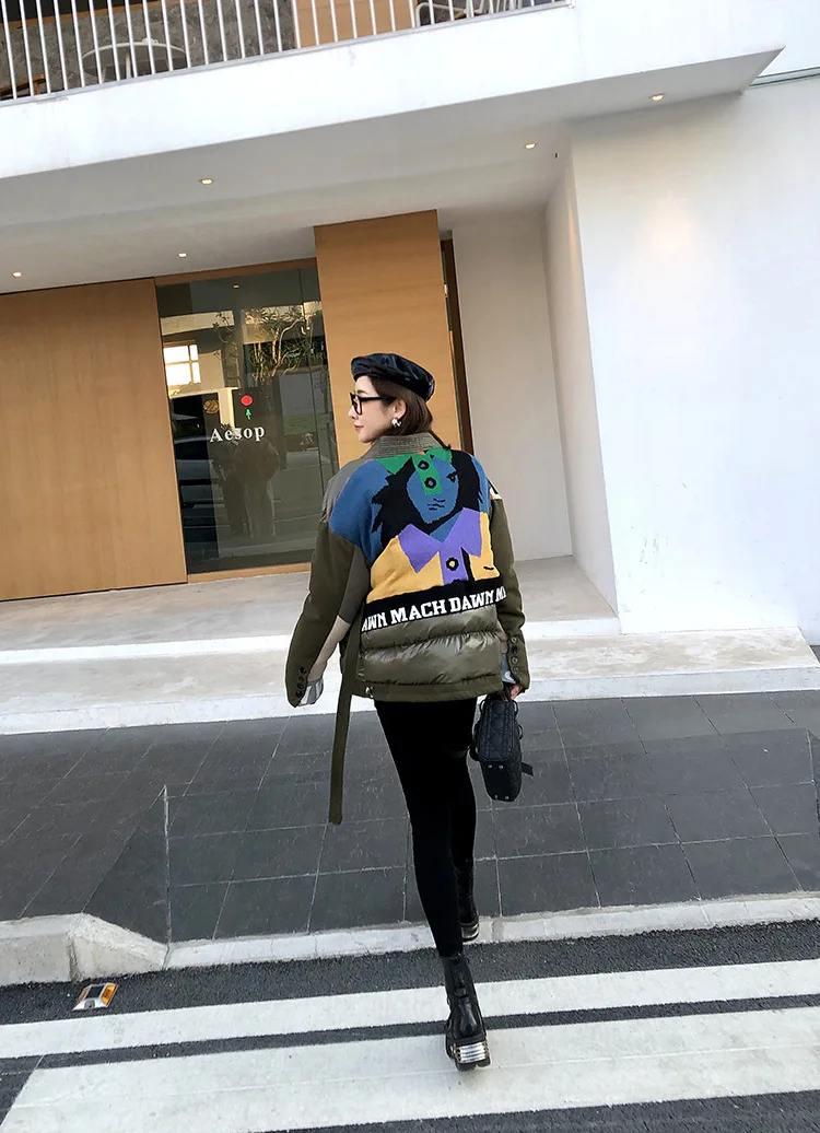 Европейские товары 2019 зима новый вязаный узор с v-образным вырезом галстук хлопок