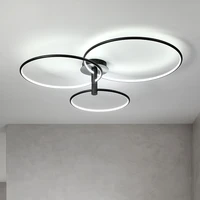 modern minimalist led ceiling light black white round rings surface mount panel lamp for living room bedroom kitchen indoor