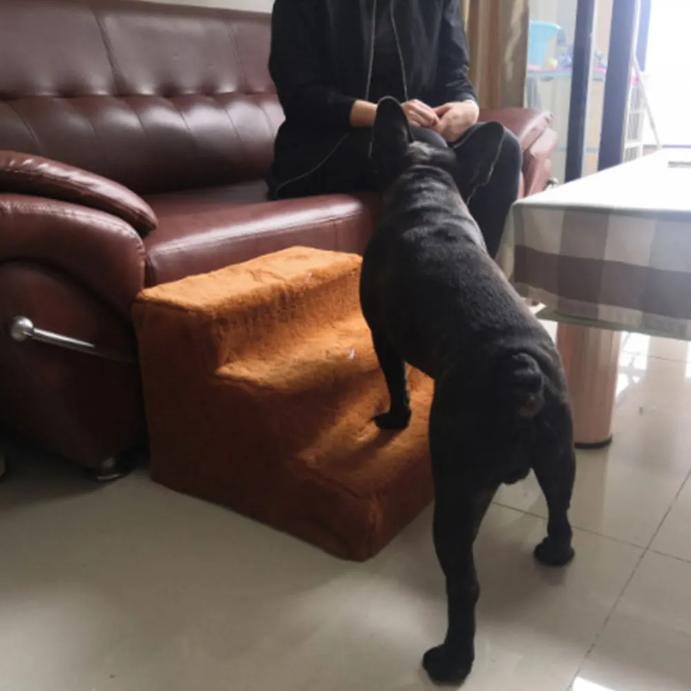 

3 Steps Easy Install Anti Slip Home Pet Stairs Plush Cover Washable Portable Lightweight Small Animals Dogs Cats Ramp Fun