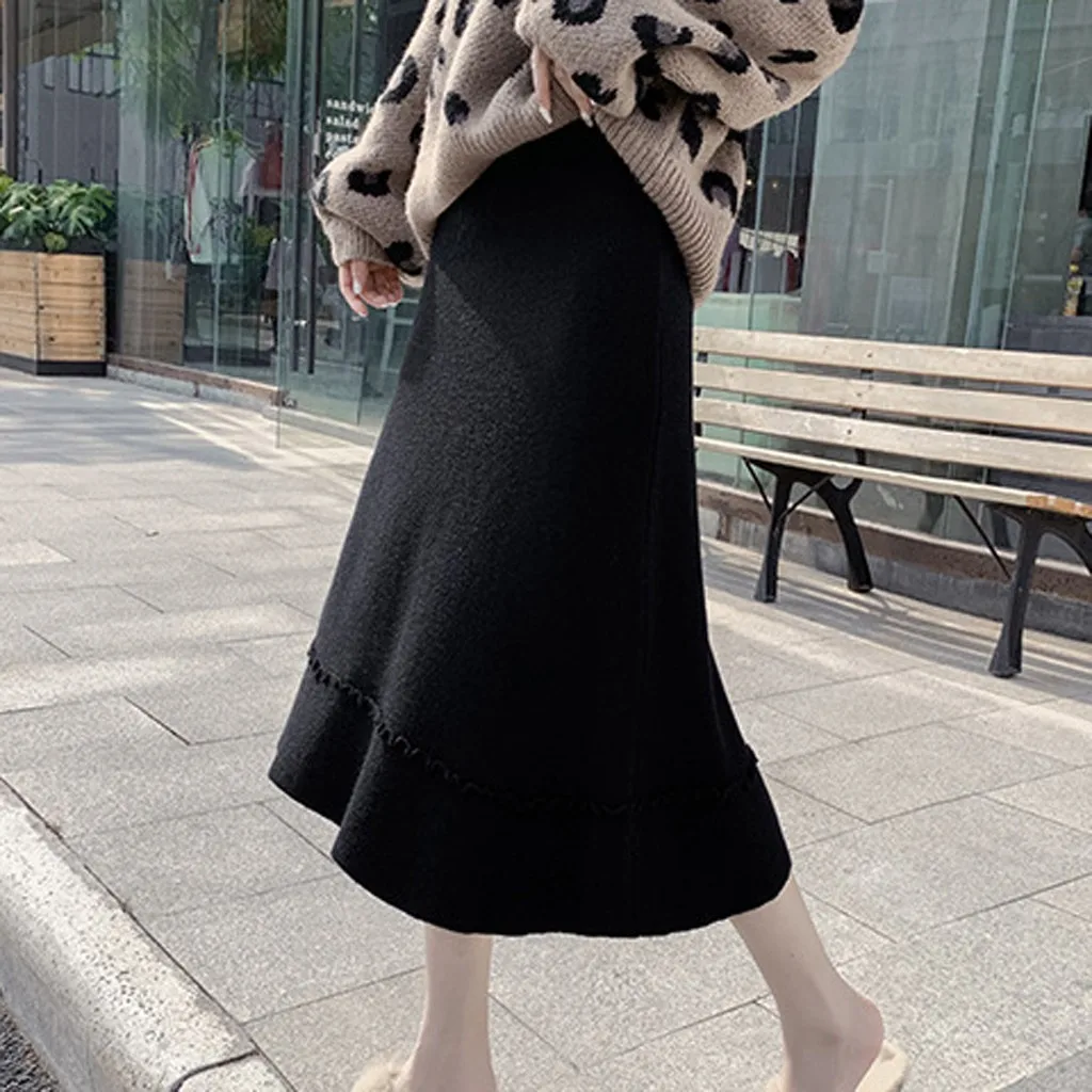 Faldas mujer moda юбки женские элегантные свободные однотонные зимние юбки для отдыха Длинные женские юбки jupe femme saia midi
