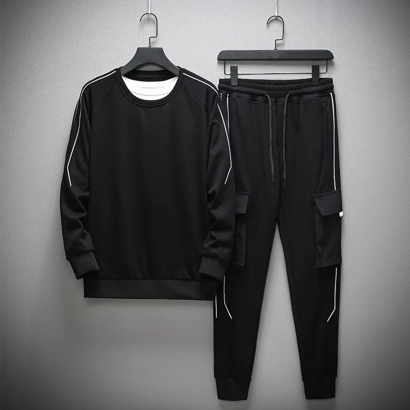 Мужской спортивный костюм с круглым вырезом свитшот длинными рукавами и