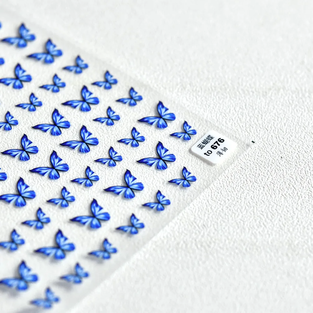 

5D New Craft Coloful Nail Butterfly Sticker Nail Art Decal Ultra-Thin Tough Decals Blue/Black/White Nail Art Decorations Slider