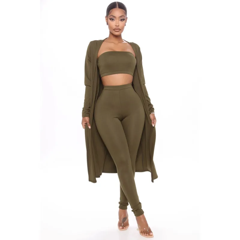 Thereaict 2021 однотонный комплект из двух предметов без бретелек и штаны осень пальто