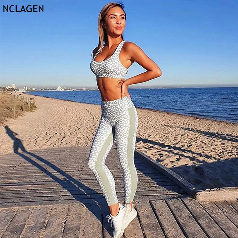NCLAGN Йога Спортивные спортивный комплект для тренажерного зала модный принт