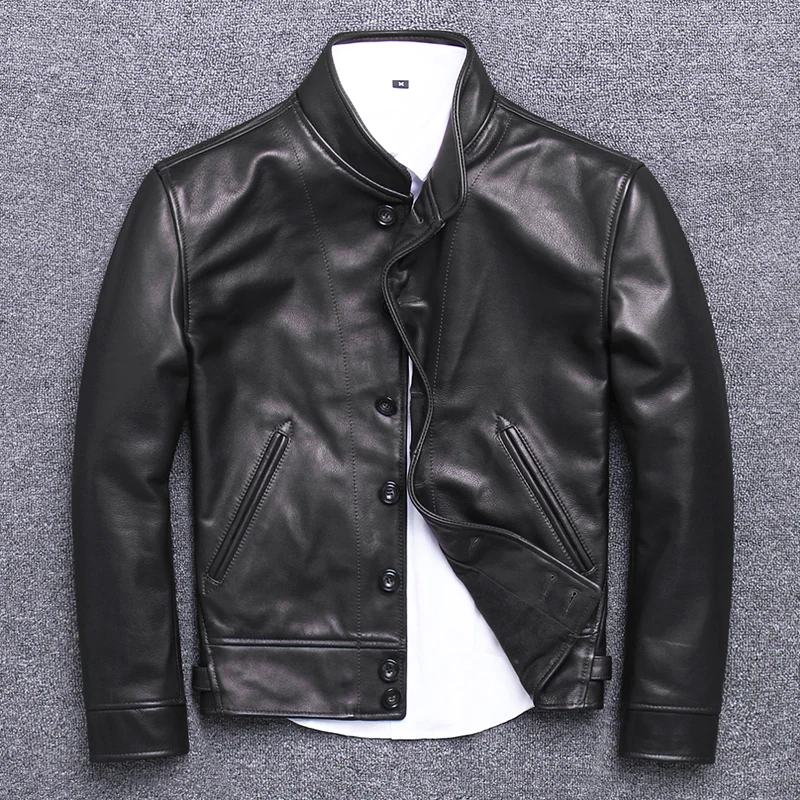 

Genuine Jacket Men Real Cowhide Coat Vintage Bomber Cow Leather Jackets chaqueta cuero hombre U-2206 KJ4202