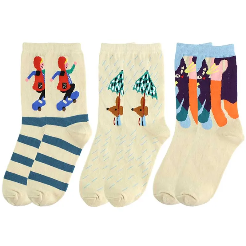 Креативные модные носки унисекс забавные в стиле хип-хоп с изображением собаки