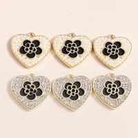 4pcs 18x18mm exquisite earrings charms enamel flower pearl crystal charms pendants of bracelets necklaces diy jewelry making