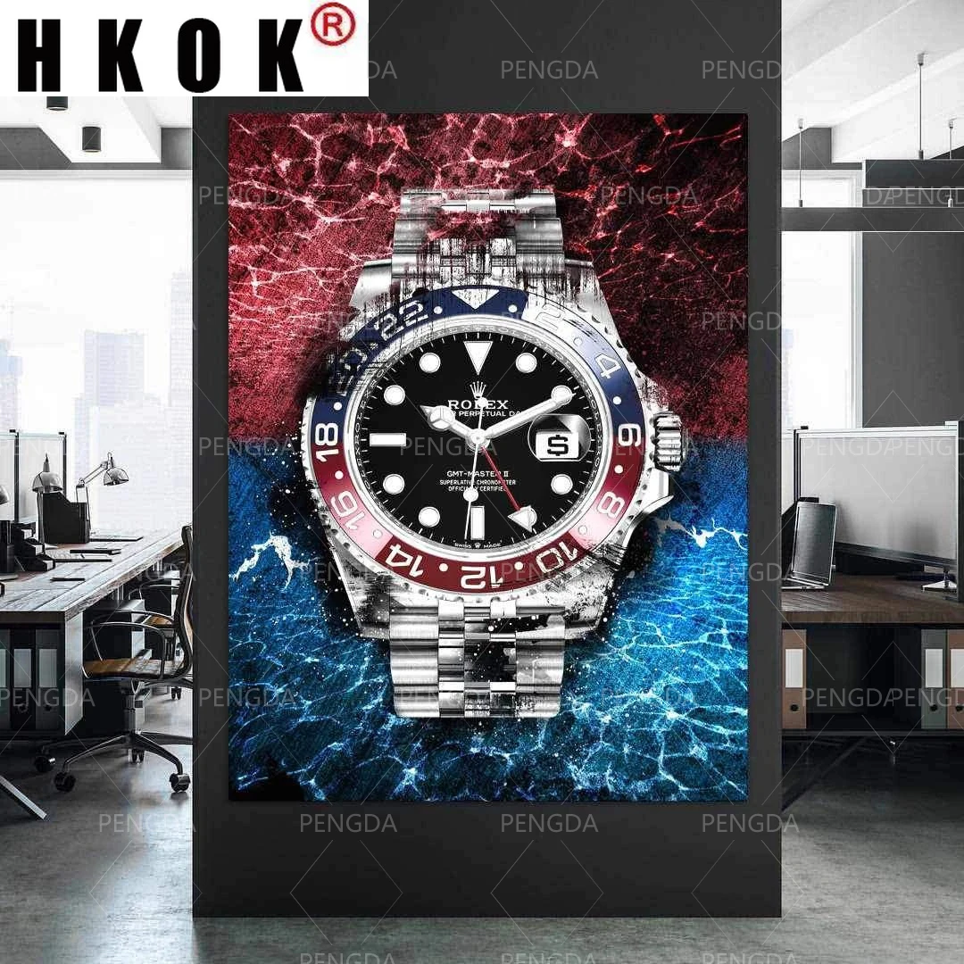 HKOK абстрактная Canva картина печатный плакат Кварцевые часы Роскошный богатый