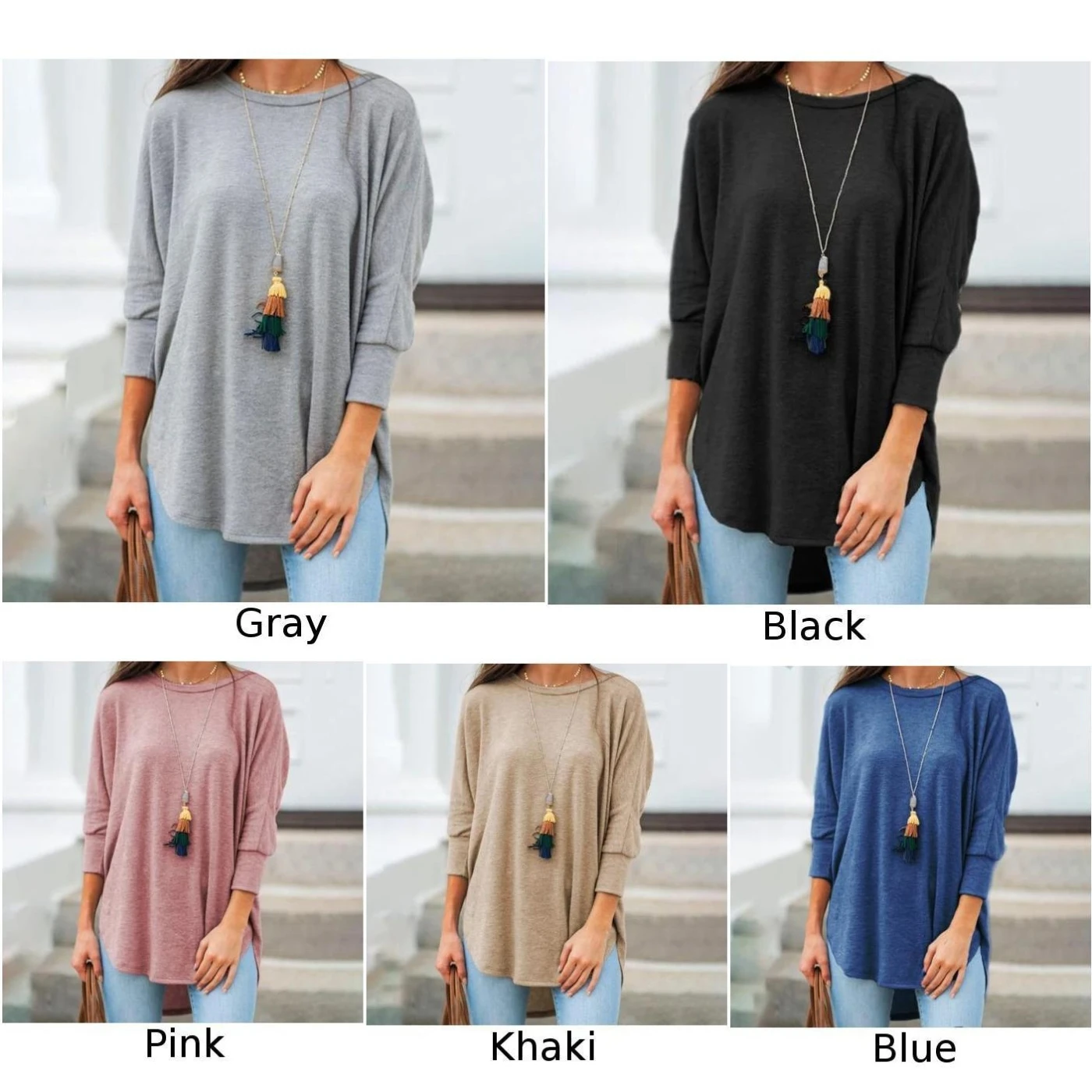 

Women Blouse Long Sleeve Baggy shirts Tops Ladies Oversized Irregular Pullover Solid Color Comfortable Spring Autumn Clothing